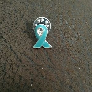 Teal ribbon lapel pin 🌸🌸